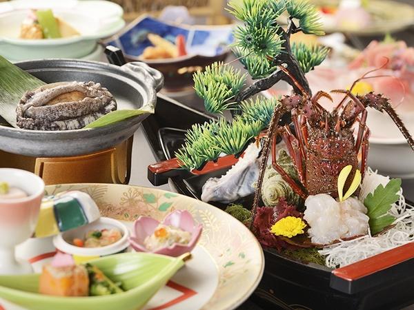 グレードアップ伊勢海老&鮑会席【おまかせ】絶景と天然温泉、美味なる銀水物語【限定5室】