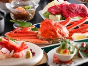 【早割28・かにグルメ会場食】蟹姿に牛肉料理の秋冬一番人気が!28日前迄の予約で9,500円~♪