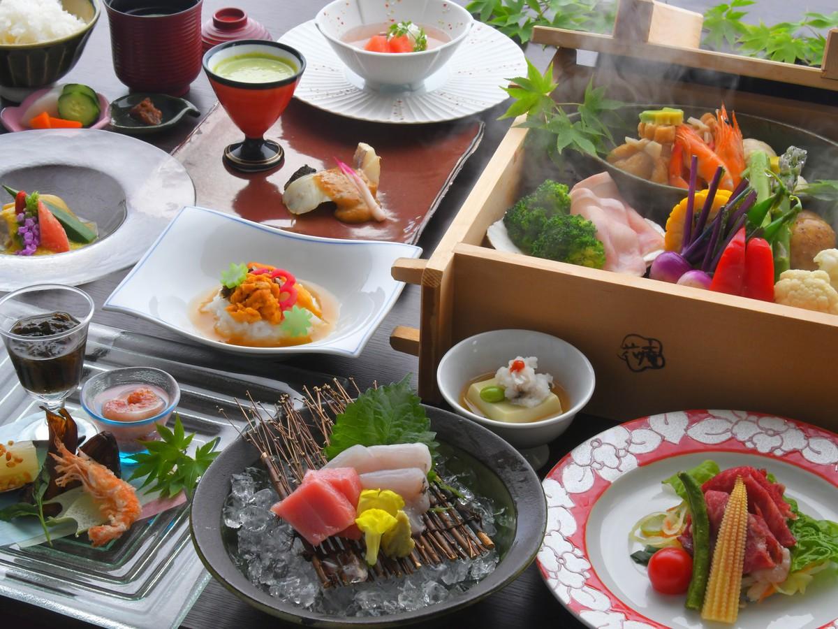 【夏得プラン】おひとり様最大2000円割引!和の旬野菜会席と2種の温泉で寛ぐ風青し夏のひととき