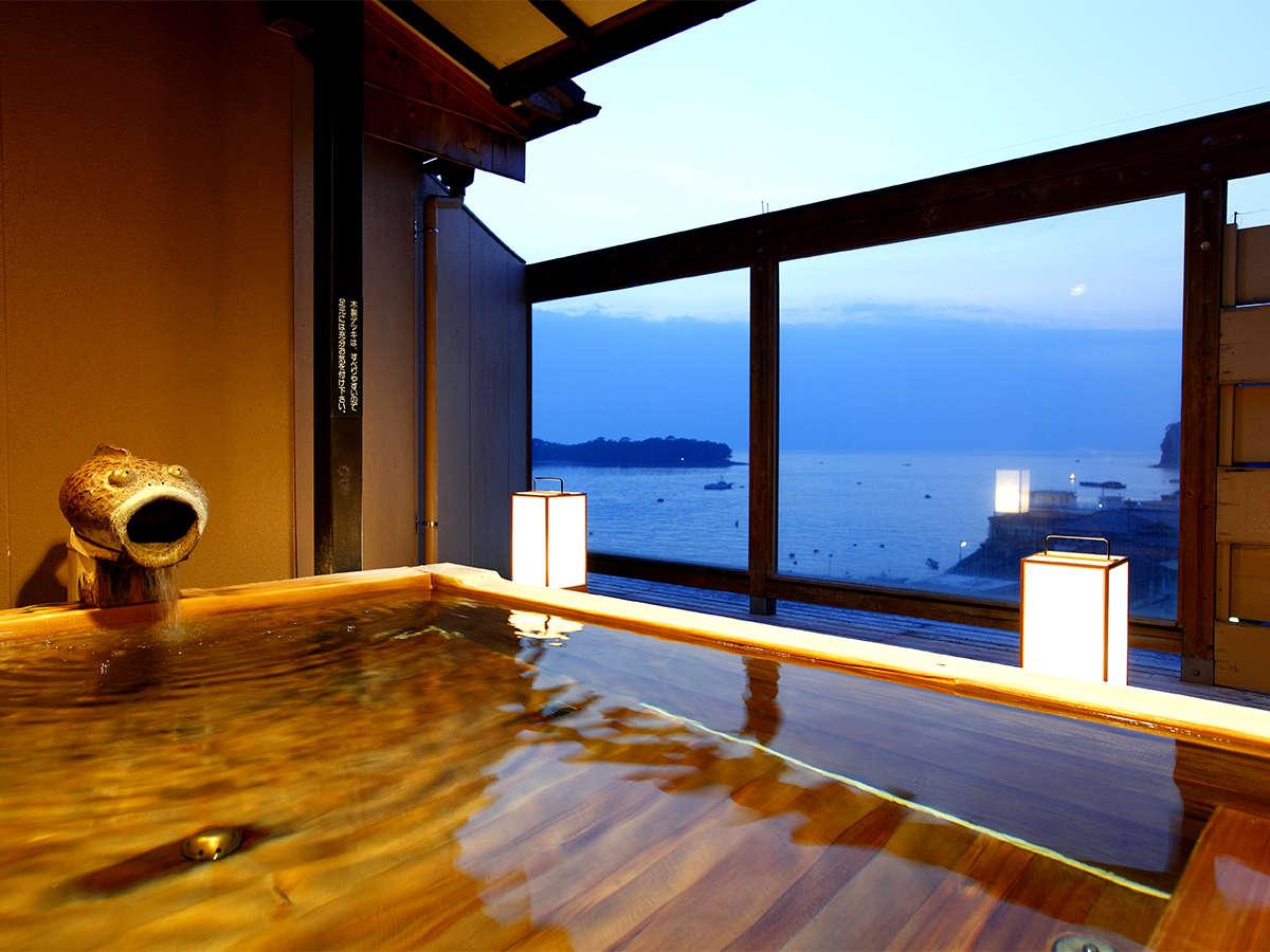 【欲張り海の幸】伊豆の名産をどちらも!◆伊勢エビお造り&活アワビ踊焼≪海一望の貸切露天無料≫