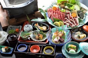 ■島根W味覚【鮑踊り焼き×しまね和牛3種食べ比べ120g】「炭火焼」で味わい尽くす贅沢食べ比べ会席♪