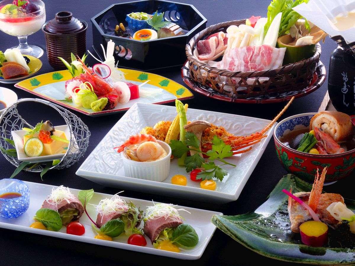 【部屋食】【デラックス会席】のど黒、伊勢海老、能登牛!優しい味わいが染みる「能登豚の味噌豆乳鍋」も