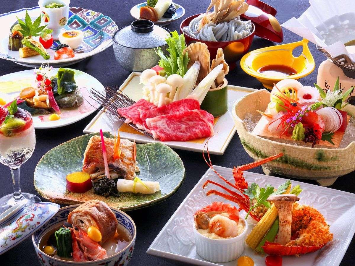 【部屋食】【贅沢北陸 グルメてんこ盛り会席・3弾】■伊勢海老・和牛・のど黒・鮑・お刺身5種盛り