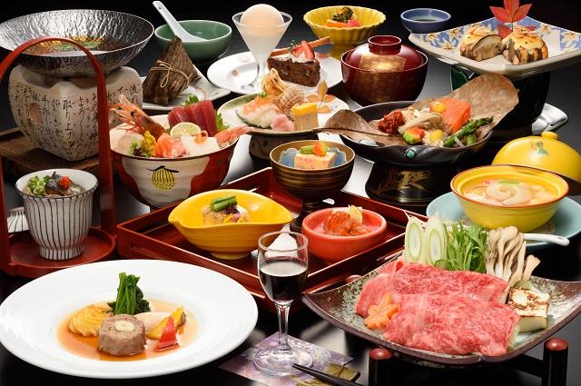 【山形・冬の味覚】山形牛のすき鍋風、ジャンボマッシュ、鮭のちゃんちゃん焼き【四季替り会席スタンダードプラン】