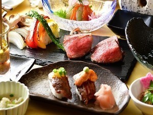 【宿おすすめ】『凪』プラン/溶岩プレートで食す上州和牛炙りと握りを満喫