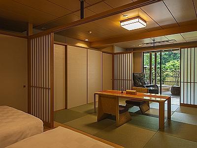 【基本プラン・露天風呂付客室】機能性豊かにカジュアルな休日を過ごせるお部屋です・夕食はレストラン