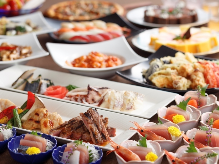 【ブッフェ】大人気の石窯グリル!和洋中鮨スイーツ、ライブクッキングで出来たて♪<一泊二食>