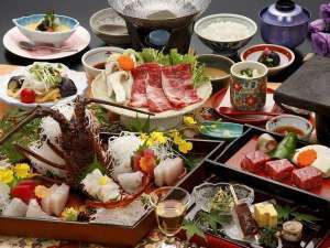 【お部屋食プラン】当館NO1グレードの贅沢膳♪松阪牛(溶岩焼&しゃぶ②)と伊勢海老お造り 《彩華の膳》